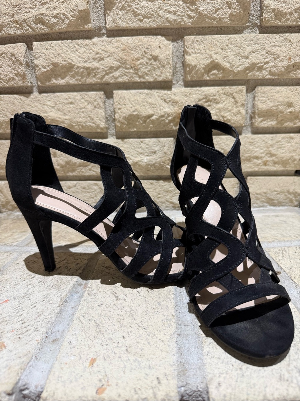 Kelly & Katie Black Cutout Strappy High Heel Sandals